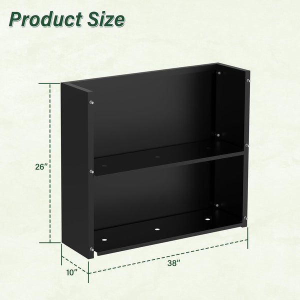 Tall Metal Rectangular Planter Box with Drainage Holes & Removable Shelf