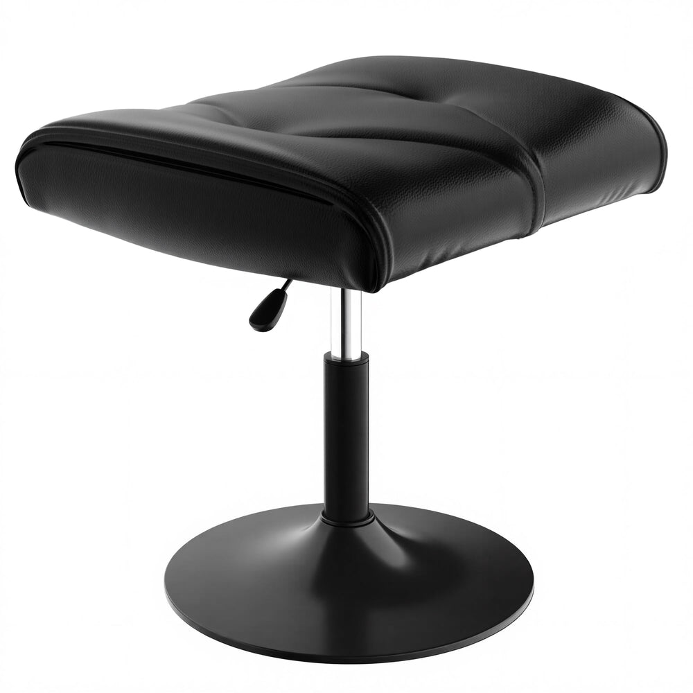 Adjustable Height Footrest Ottoman with PU Leather Cushion