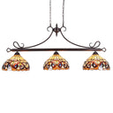 Tiffany Stained Glass Pendant Chandelier 3-Light 12" Wide – Cream Brown