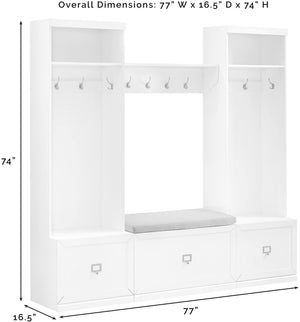 4-Piece Entryway Hall Tree Set with Storage Bench and Wall Shelf