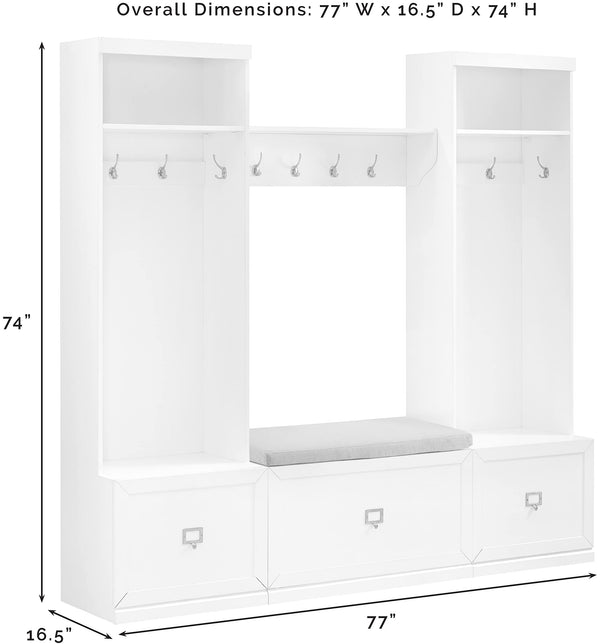4-Piece Entryway Hall Tree Set with Storage Bench and Wall Shelf