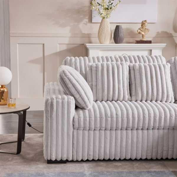 Convertible Sectional Sofa with Power Recliner & USB Charging