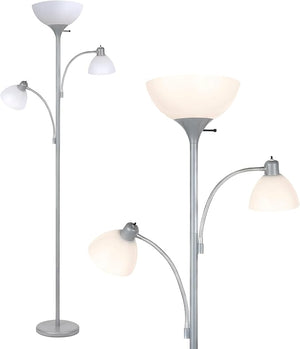Sky Dome Double LED Torchiere Floor Lamp with Reading Arms