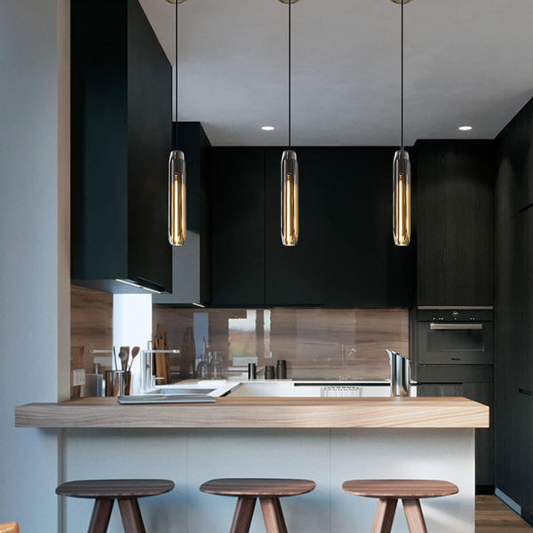 Smoke Gray Crystal Pendant Light for Kitchen Island