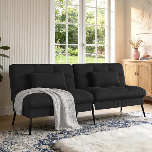 Convertible Futon Sofa Bed with Adjustable Backrest