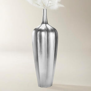 Fluted Floor Vase with Metallic Finish — Fiberglass, 48.75" Tall