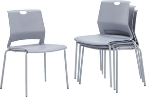 Stackable Chairs Set of 4 with Metal Frame