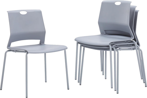Stackable Chairs Set of 4 with Metal Frame
