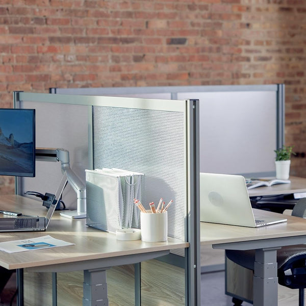 7-Panel Office Partition with Translucent Polycarbonate Inserts