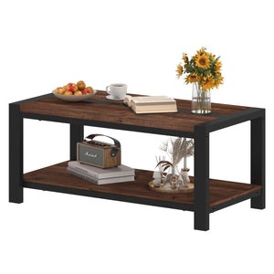 Industrial Coffee Table with Lower Shelf