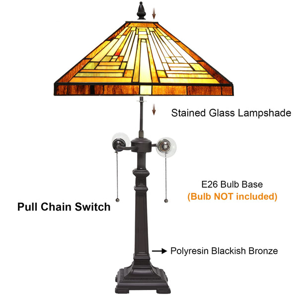 Tiffany Stained Glass Table Lamp — Amber Brown