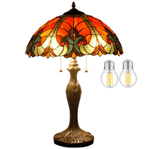 Tiffany Table Lamp – Red Stained Glass, 16x24 Inch