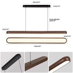 47" Wood Grain Linear Pendant Light