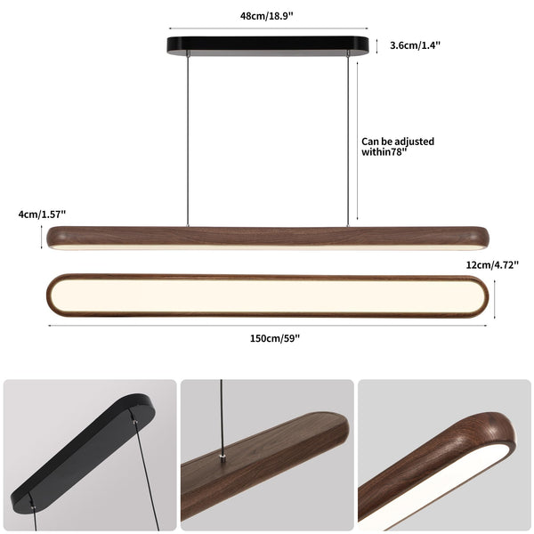 47" Wood Grain Linear Pendant Light