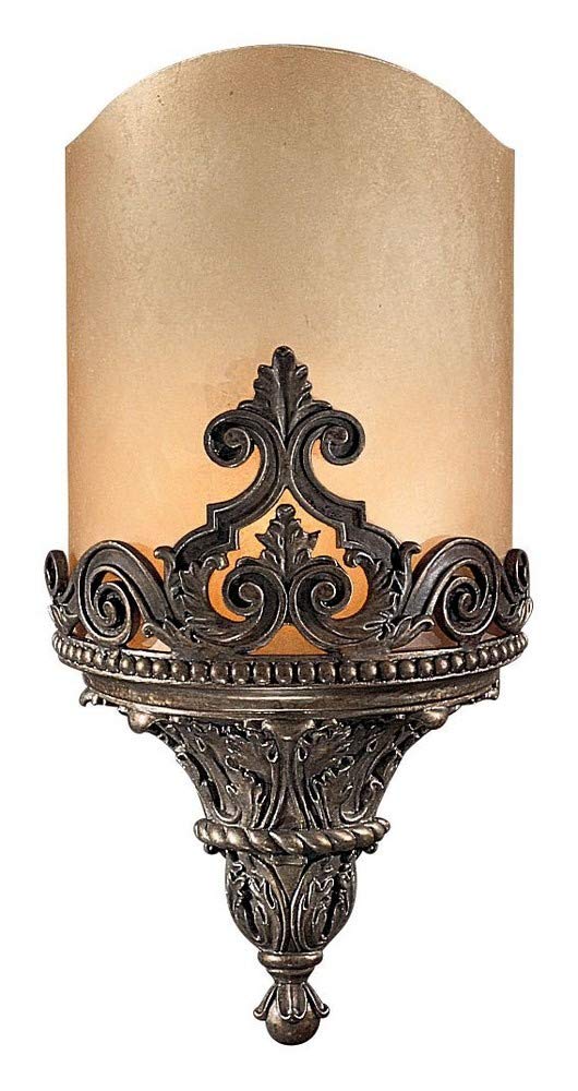 1-Light Wall Sconce – Aged Bronze with Amber Mist Glass