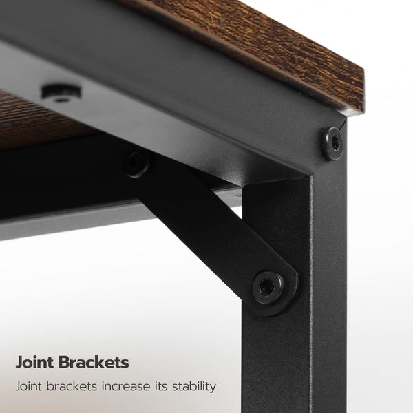 Industrial Dining Bench Set of 2 — Rustic Brown & Black