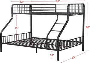 Twin XL Over Queen Metal Bunk Bed with Ladder – Heavy Duty Steel Frame