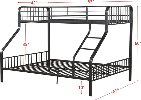 Twin XL Over Queen Metal Bunk Bed with Ladder – Heavy Duty Steel Frame