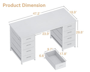 Computer Desk with 8 Fabric Drawers | Metal Frame | Home Office