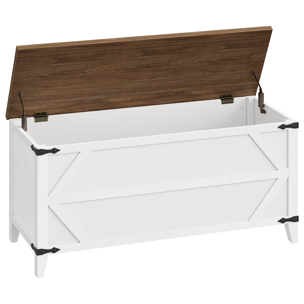 Storage Bench with Toy Box & Safety Hinges – Rustic White