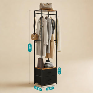 Narrow Clothes Rack with Drawers