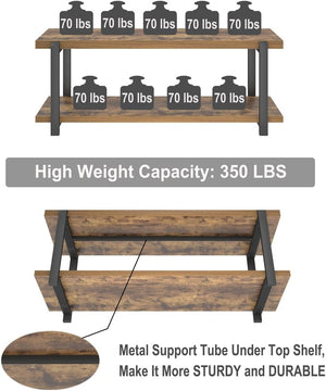 Entryway Bench with Shoe Storage, Industrial Style, 47"