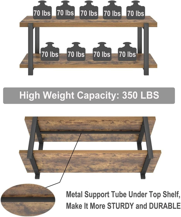 Entryway Bench with Shoe Storage, Industrial Style, 47"