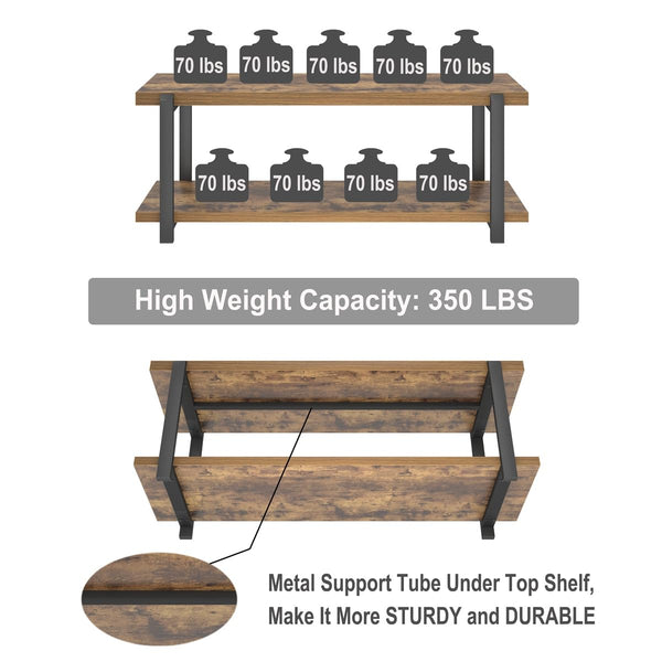 Entryway Bench with Shoe Storage, Industrial Style, 47"