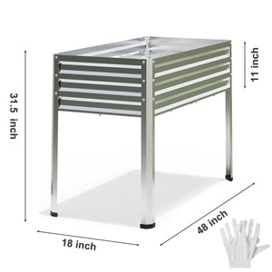 Galvanized Raised Garden Bed with Legs 48x18x31.5", Elevated Metal Planter Box, Set of 2