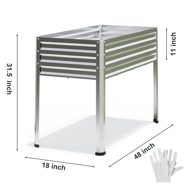 Galvanized Raised Garden Bed with Legs 48x18x31.5", Elevated Metal Planter Box, Set of 2