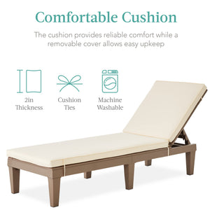 Outdoor Chaise Lounge Chair with Adjustable Backrest & Cushion