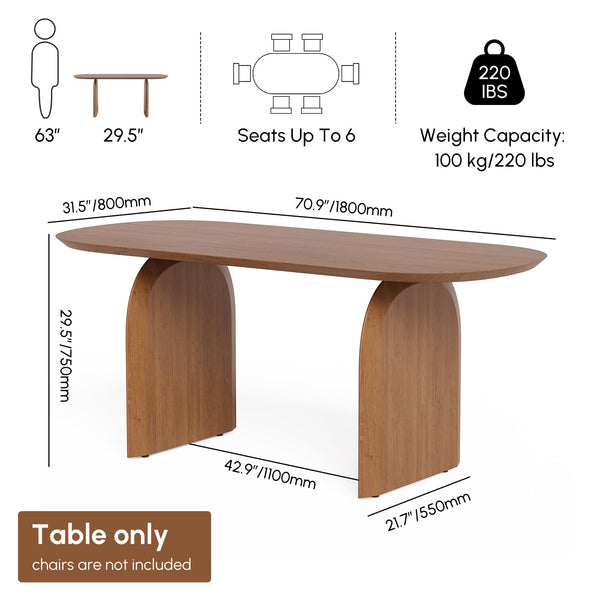 Oval Dining Table for 6 — Solid Pine Wood, Japandi Modern