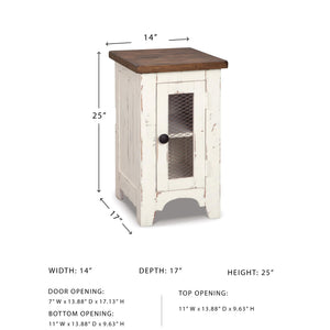 Farmhouse Chairside End Table with Cabinet Door