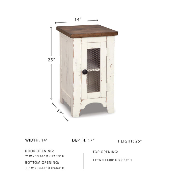 Farmhouse Chairside End Table with Cabinet Door