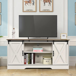 Farmhouse Barn Door TV Stand with Storage