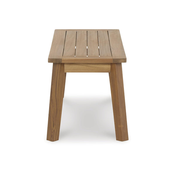 Outdoor Acacia Wood Dining Bench – Slatted Patio Seat, Light Brown