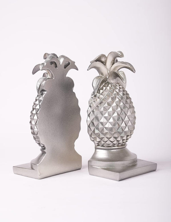 Decorative Pineapple Bookends Silver 9.4 Inch