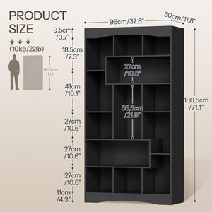 71" Tall Bookshelf with 13 Open Shelves