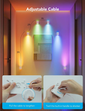 RGBIC LED Wall Sconces with Music Sync & Adjustable Cables