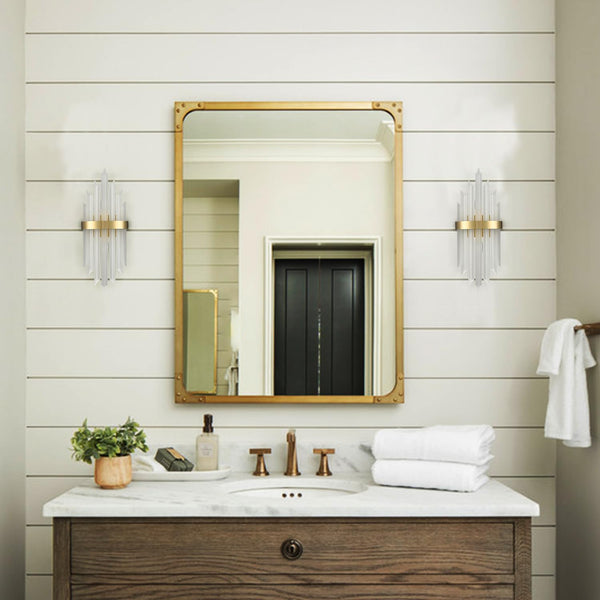 Gold Crystal Wall Sconces Set of 2 – Modern Vanity Light Fixtures