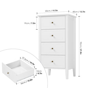 4-Drawer Wood Dresser with Metal Handles — White
