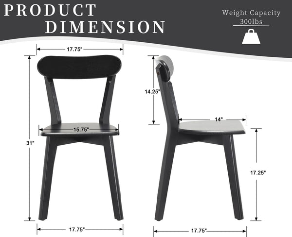 Mid Century Modern Dining Chairs Set of 4, Black