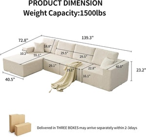 L-Shaped Sectional Sofa with Deep Seat – Corduroy, No Assembly