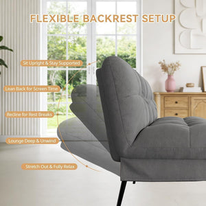 Convertible Futon Sofa Bed with Adjustable Backrest