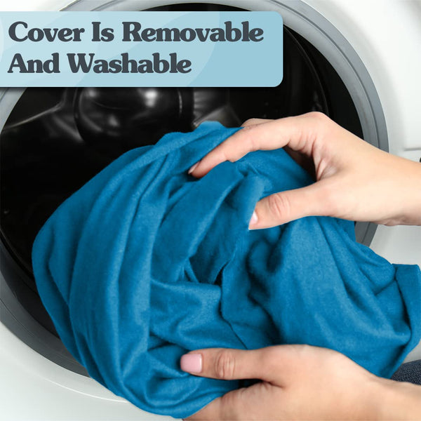 Square Ottoman Pouf – Small Fabric Foot Stool with Washable Cover