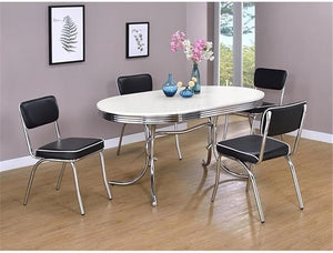 5-Piece Oval Dining Table Set with 4 Faux Leather Side Chairs