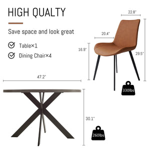 47" Round Dining Table Set with Chairs – Mid-Century Modern, Seats 4–6