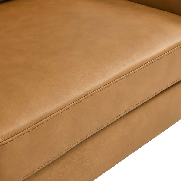 Mid-Century Modern Top-Grain Leather Loveseat – Tan