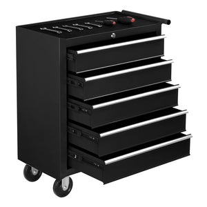 5-Drawer Rolling Tool Chest with Lockable Wheels & Top Cushion