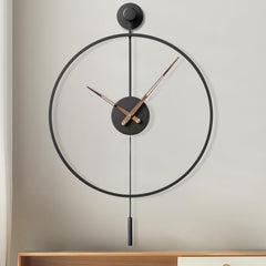 Large Modern Pendulum Wall Clock – Metal Dial with Walnut Pointers